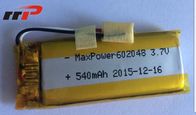 IEC de alta teeratura del CE de la UL de las baterías del polímero de litio 540mAh 602048