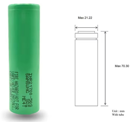 Batería de litio de grado A 21700 de alta descarga 21700 3.6V 5000mAh INR21700-50S Descarga máxima 45A